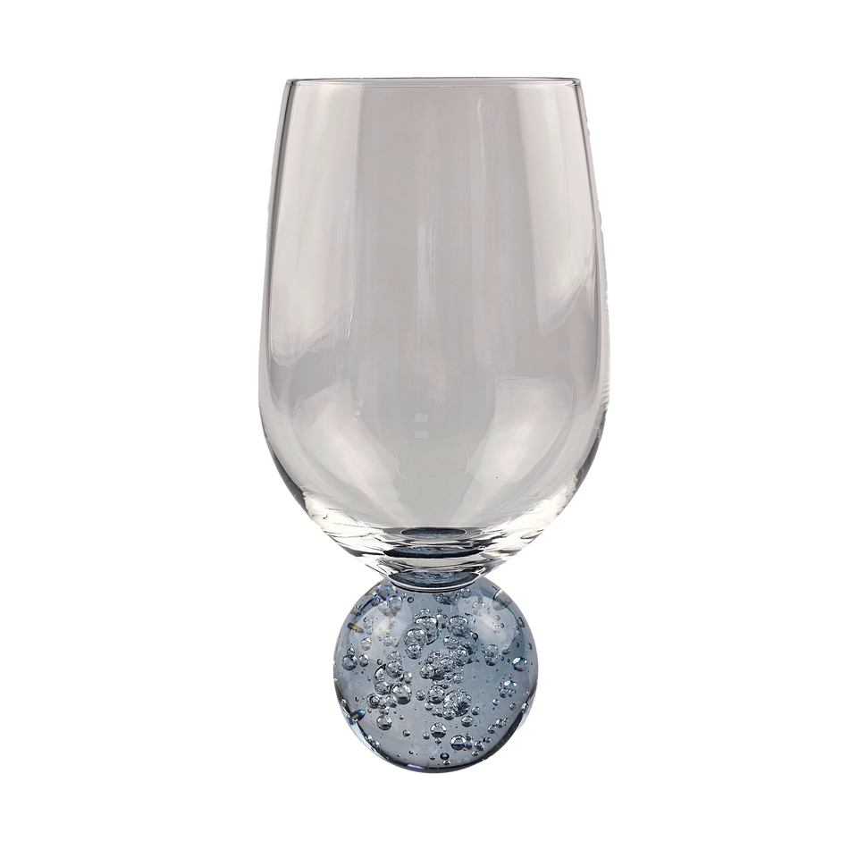 Conjunto 6 Taças de Vidro Transparente base Esfera Azul Bubble 400ml