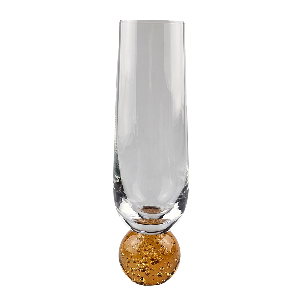 Conjunto 6 Taças para Champagne Vidro Transparente base Esfera Mel Bubble 300ml