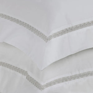 Jogo de Cama King 4 Pçs 300 Fios 100% Algodão Vitalle Branco / Rose Trussardi