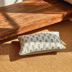 Almofada Linho 35X58 Estampa Dupla Face Verde Com Cordão