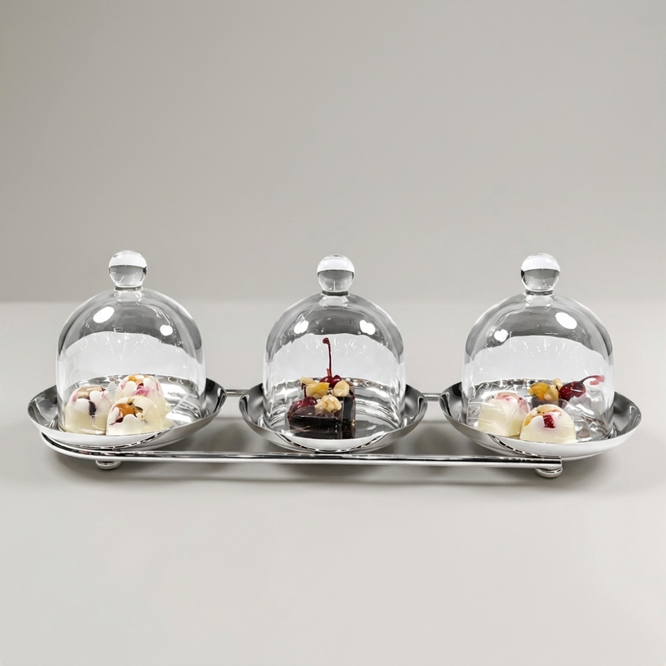 Porta Doces Triplo com Cupulas