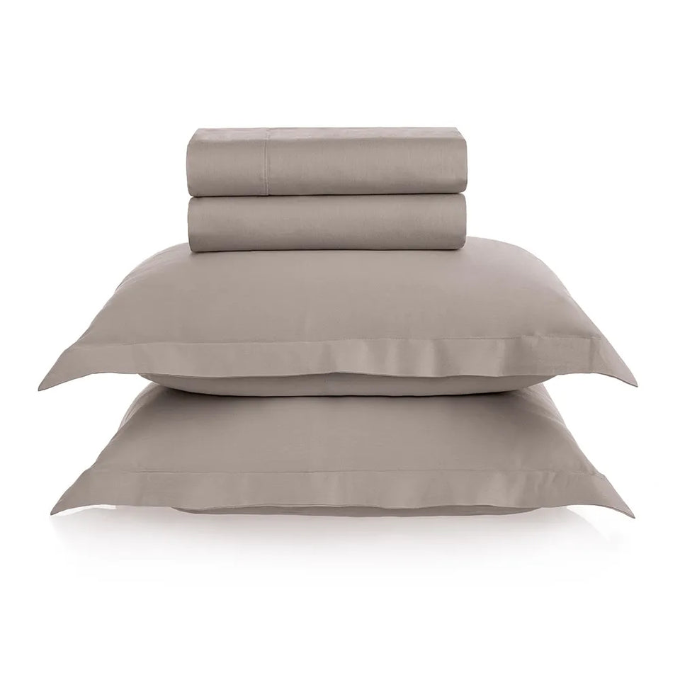 Jogo de Cama Grasso 4 Pçs 300 Fios Cetim 100% Algodão Nocciola Trussardi