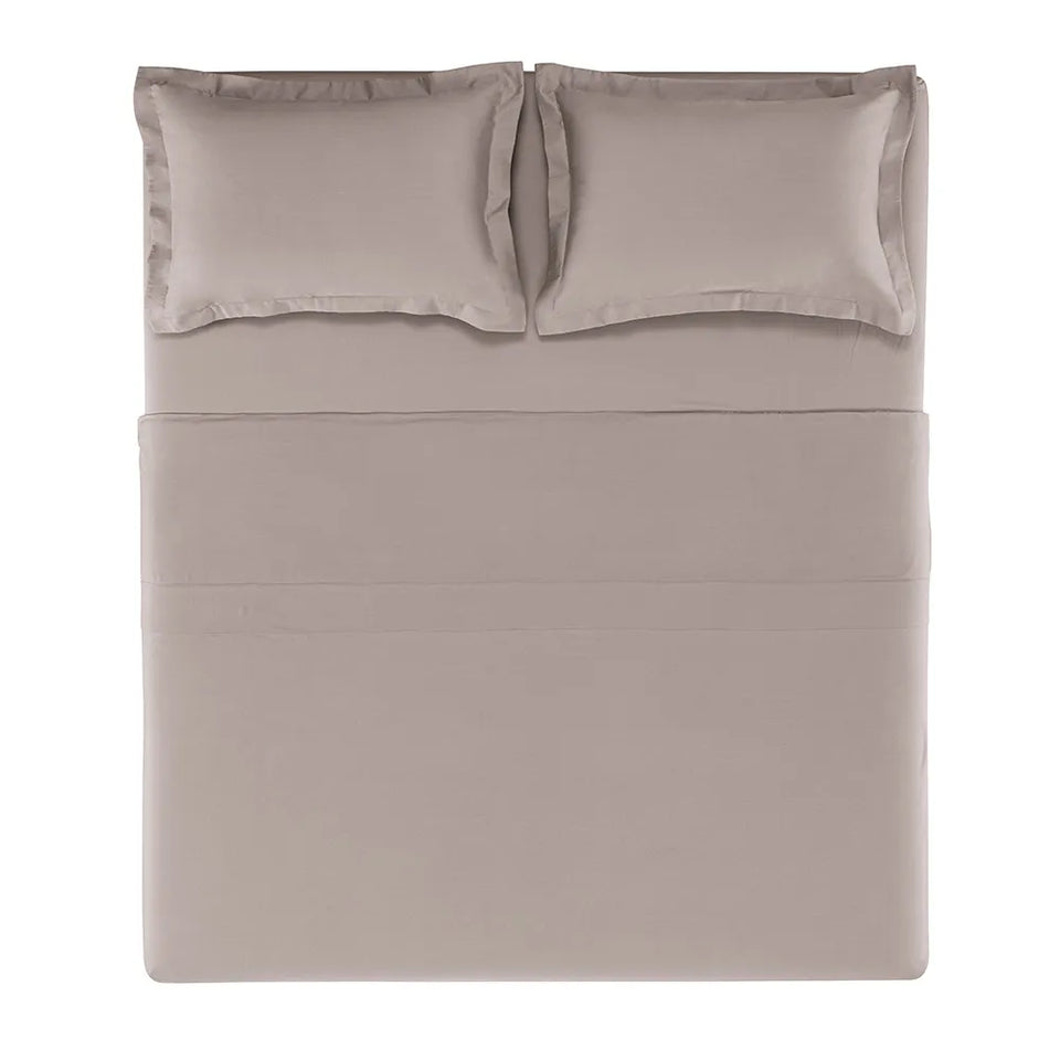 Jogo de Cama Grasso 4 Pçs 300 Fios Cetim 100% Algodão Nocciola Trussardi