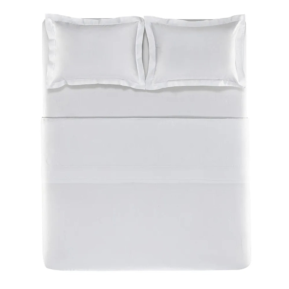 Jogo de Cama Grasso 4 Pçs 300 Fios Cetim 100% Algodão Branco Trussardi