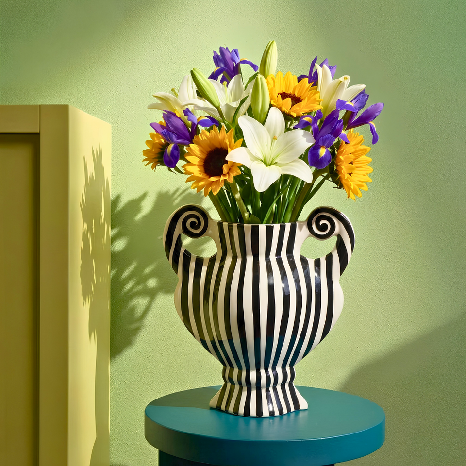 Vaso Grecco Preto e Branco Spirale