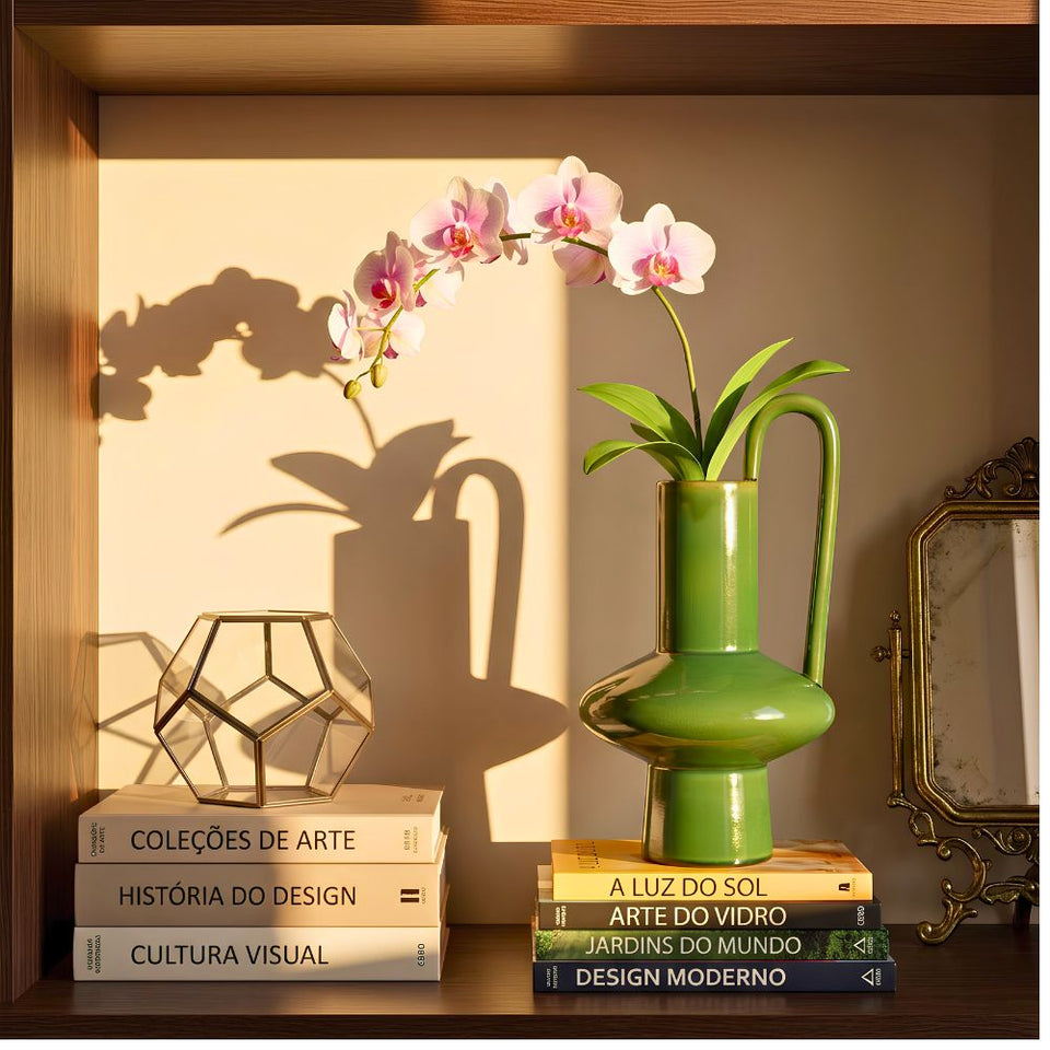 Vaso Ânfora Grande Verde Linha Anello