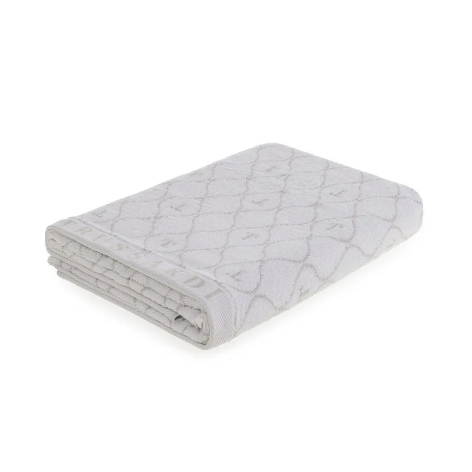 Toalha Rosto Speciale Jacquard Fio Tinto Branco / Gelo Trussardi