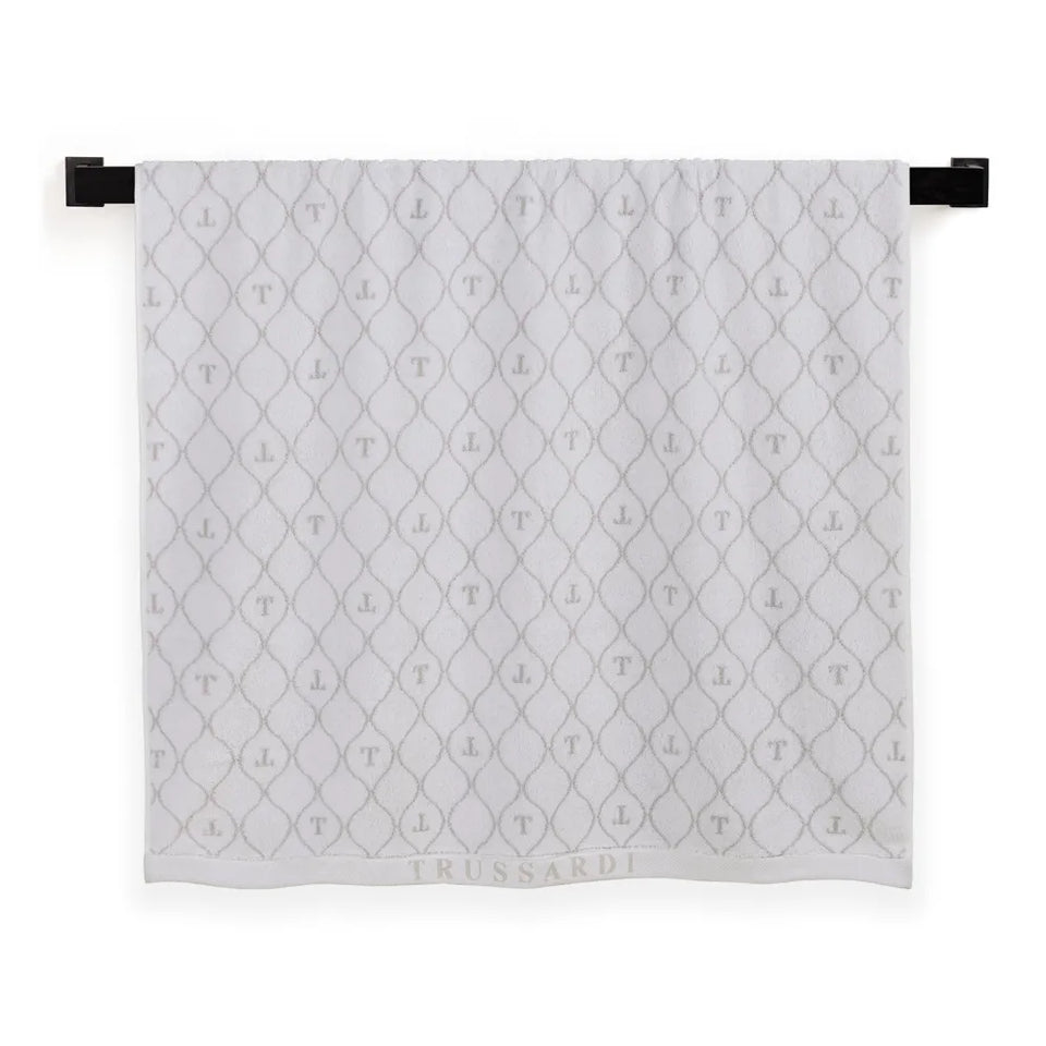 Toalha Rosto Speciale Jacquard Fio Tinto Branco / Gelo Trussardi