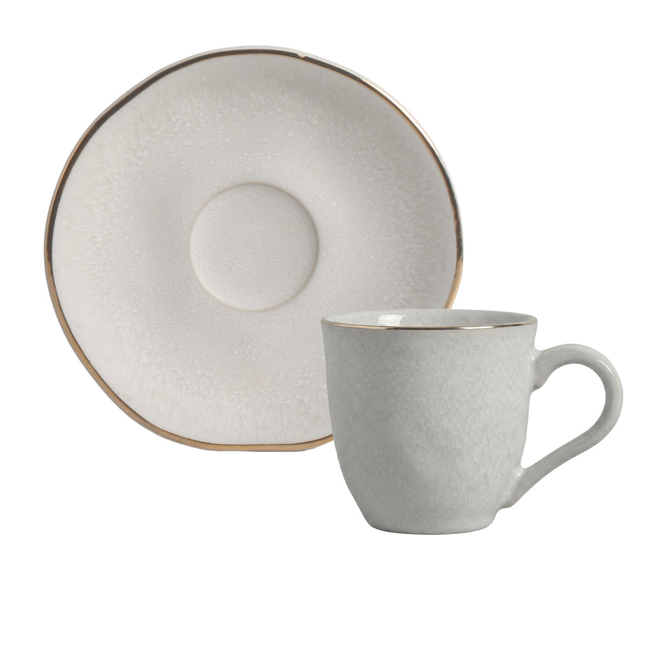 Jogo 6 Xícaras de Café Stoneware Lua Gold 120ml Porto Brasil
