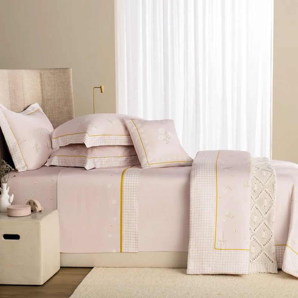 Almofada Margarida 300 Fios Cetim 100% Algodão Egípcio 45x45cm Trussardi