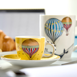 Conjunto 2 Xícaras Espresso com Pires 100ml Amarelo Giramondo Egan