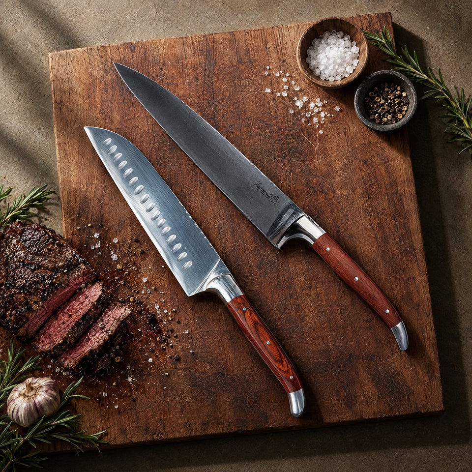 Kit Faca Chef + Santoku Ultra Premium Cabo de Madeira Laguiole La Maison