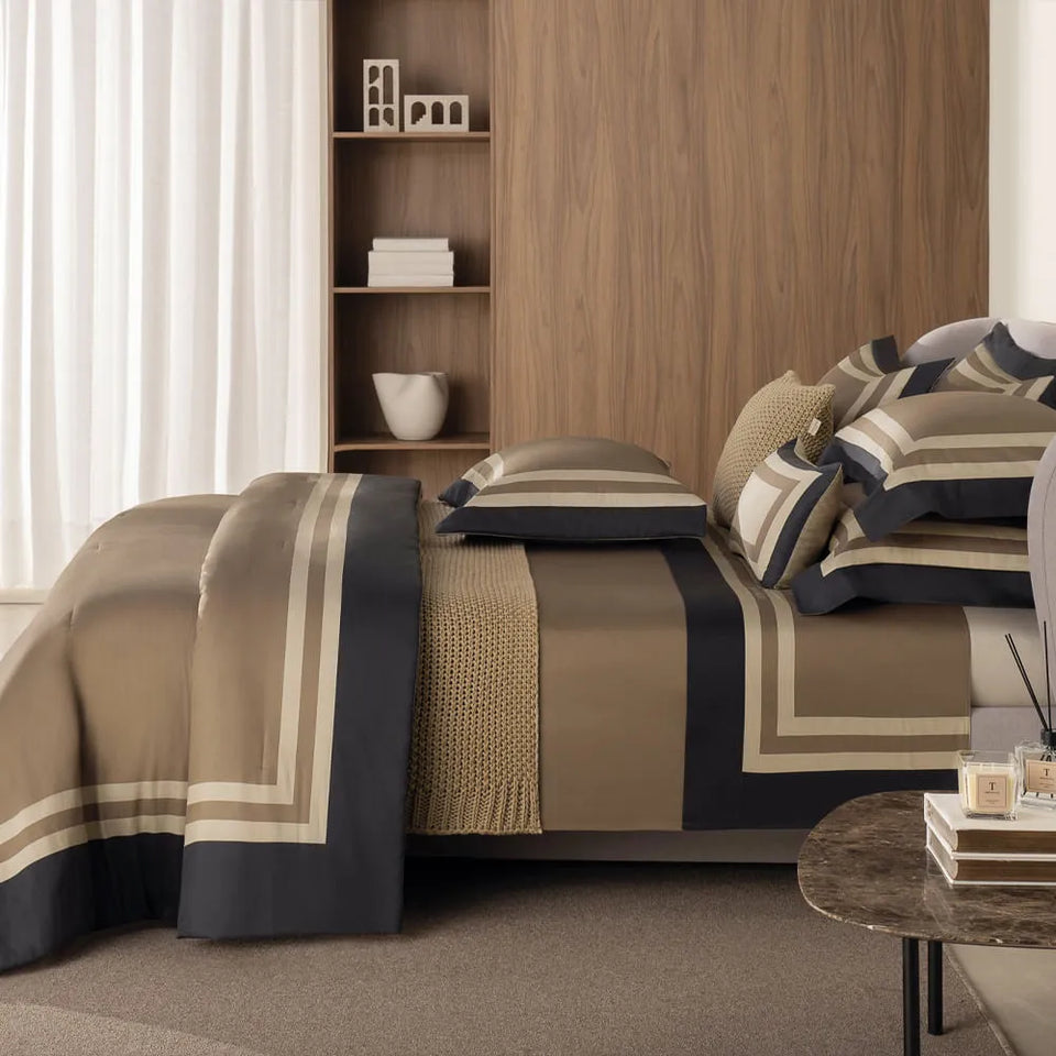 Jogo de Cama Travertino 4 Pçs 300 Fios Cetim 100% Algodão Egípcio Trussardi