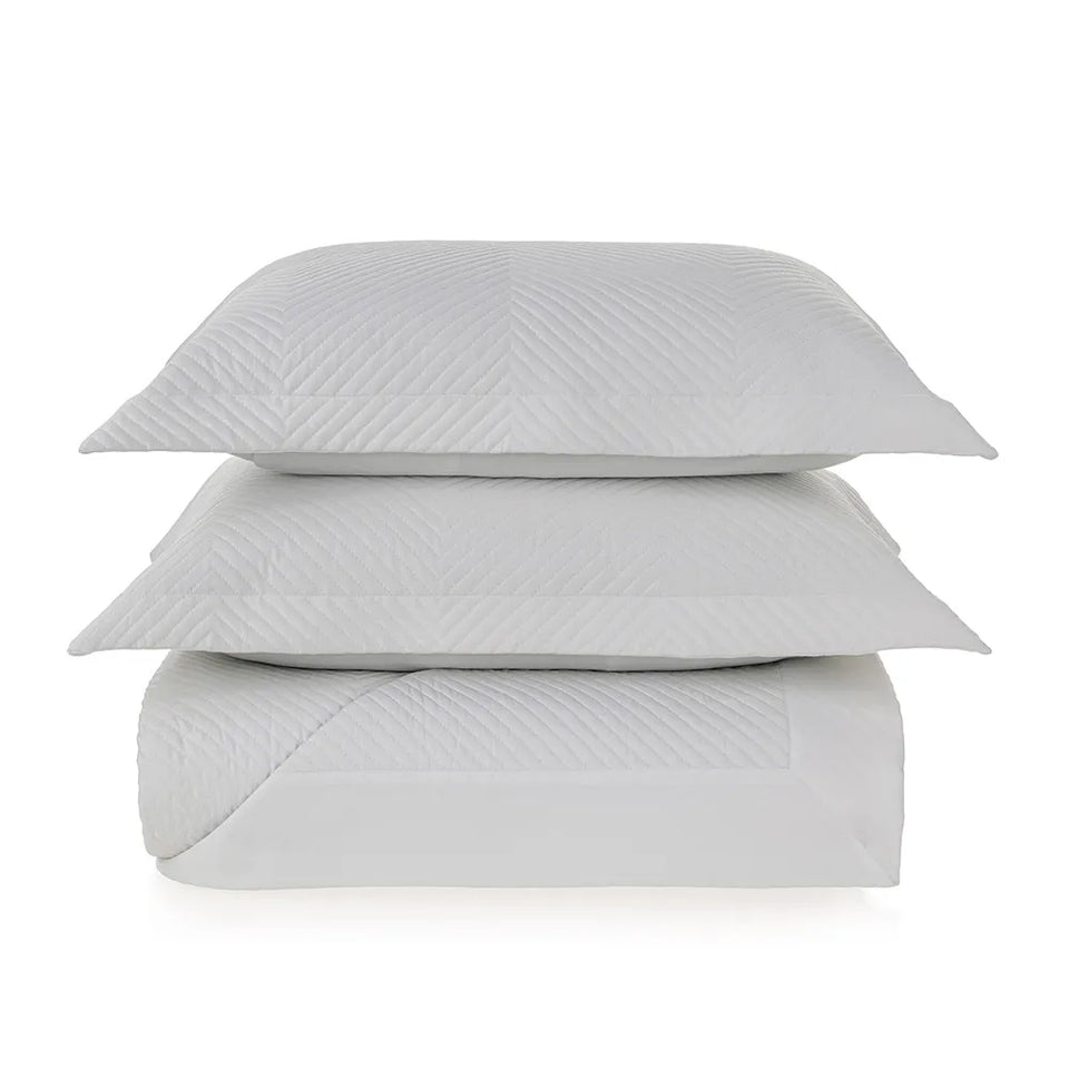 Jogo de Colcha Queen Apolo 3 Pçs 300 Fios 100% Algodão Egípcio Branco Trussardi