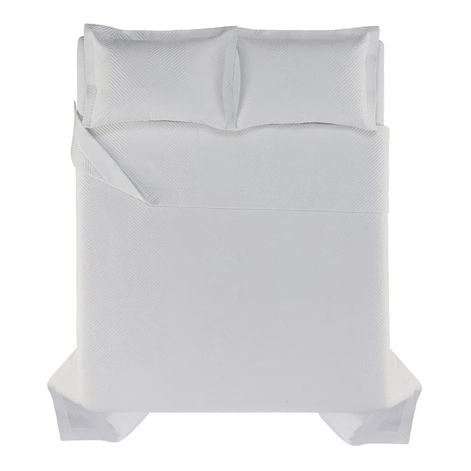 Jogo de Colcha Queen Apolo 3 Pçs 300 Fios 100% Algodão Egípcio Branco Trussardi