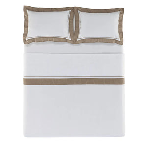 Jogo de Cama King Fiesole 4 Pçs 200 Fios 100% Algodão Branco / Marrone Trussardi
