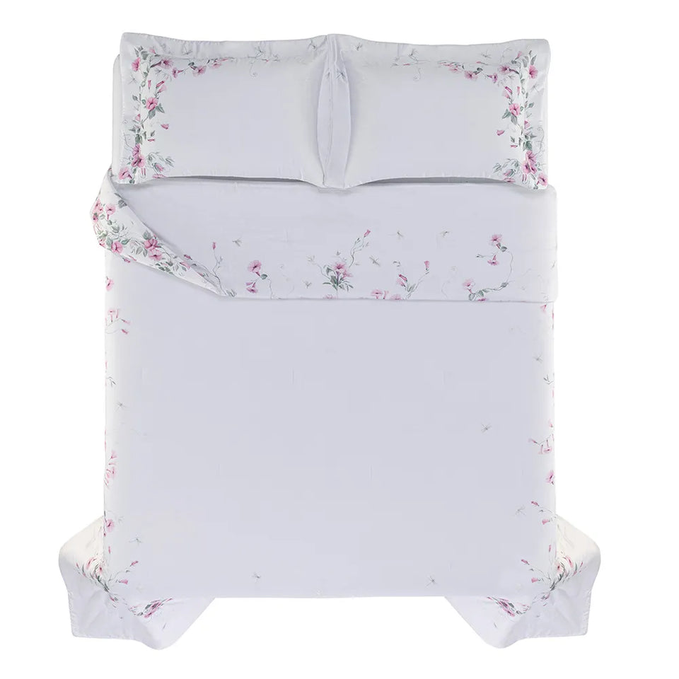Jogo de Colcha Queen Petunia 3 Pçs 300 Fios 100% Algodão Trussardi