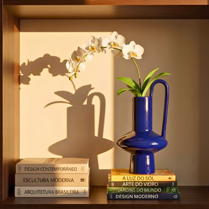 Vaso Ânfora Grande Azul Linha Anello