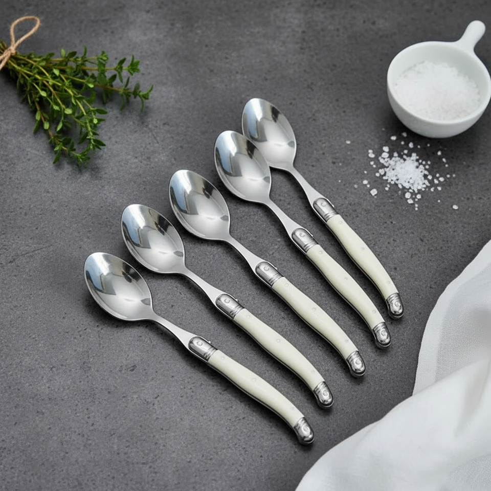 Kit com 6 Colheres Luxo Branco Laguiole La Maison
