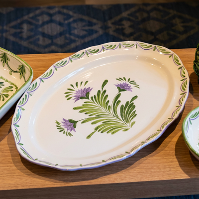 Travessa Provence Rasa Cerâmica Grande Flor de Alcachofra