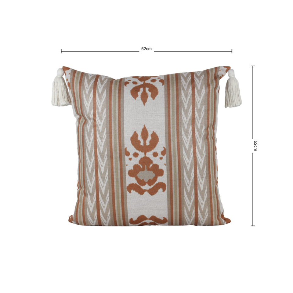 Almofada Linho 52X52 Ikat Off White Tassel