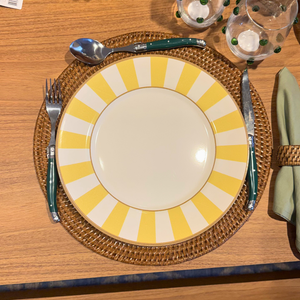 PRÉ-VENDA: Jogo 6 Pratos Rasos Cerâmica Stripe Amarelo 29cm Alleanza
