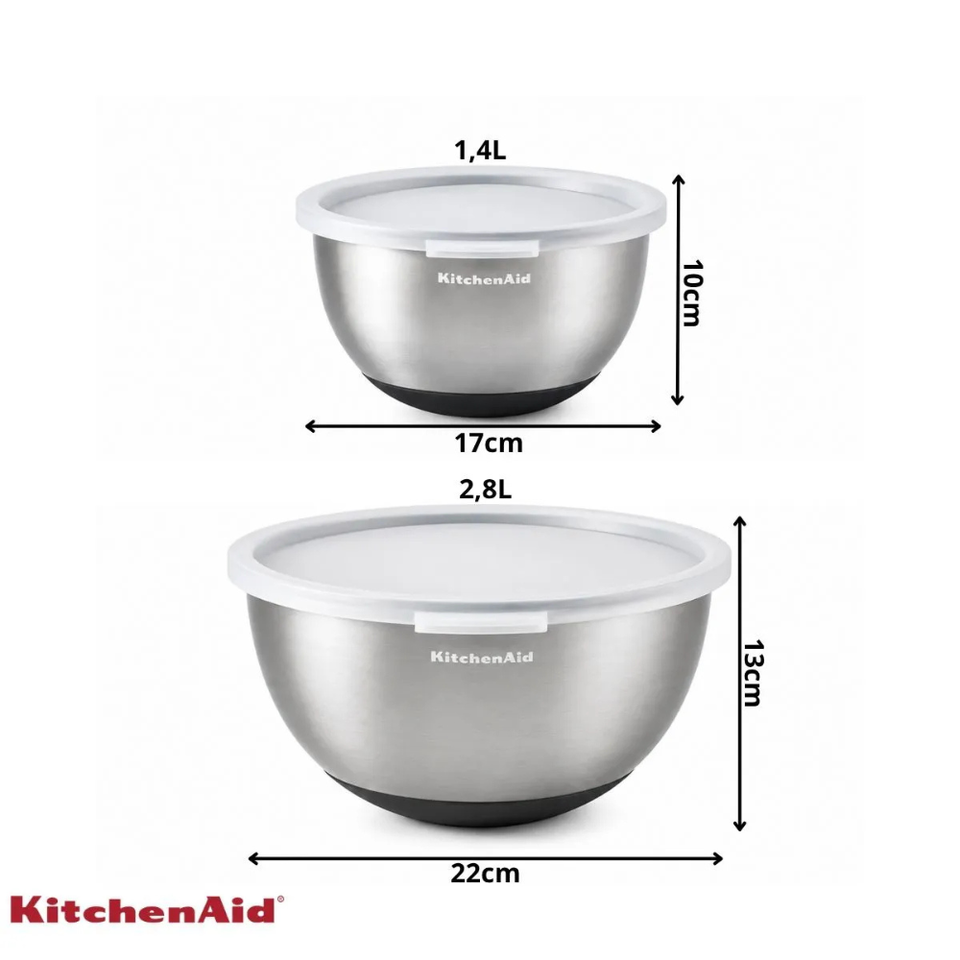 Conjunto 2 Tigelas Bowl em Inox Multiuso Cozinha KitchenAid