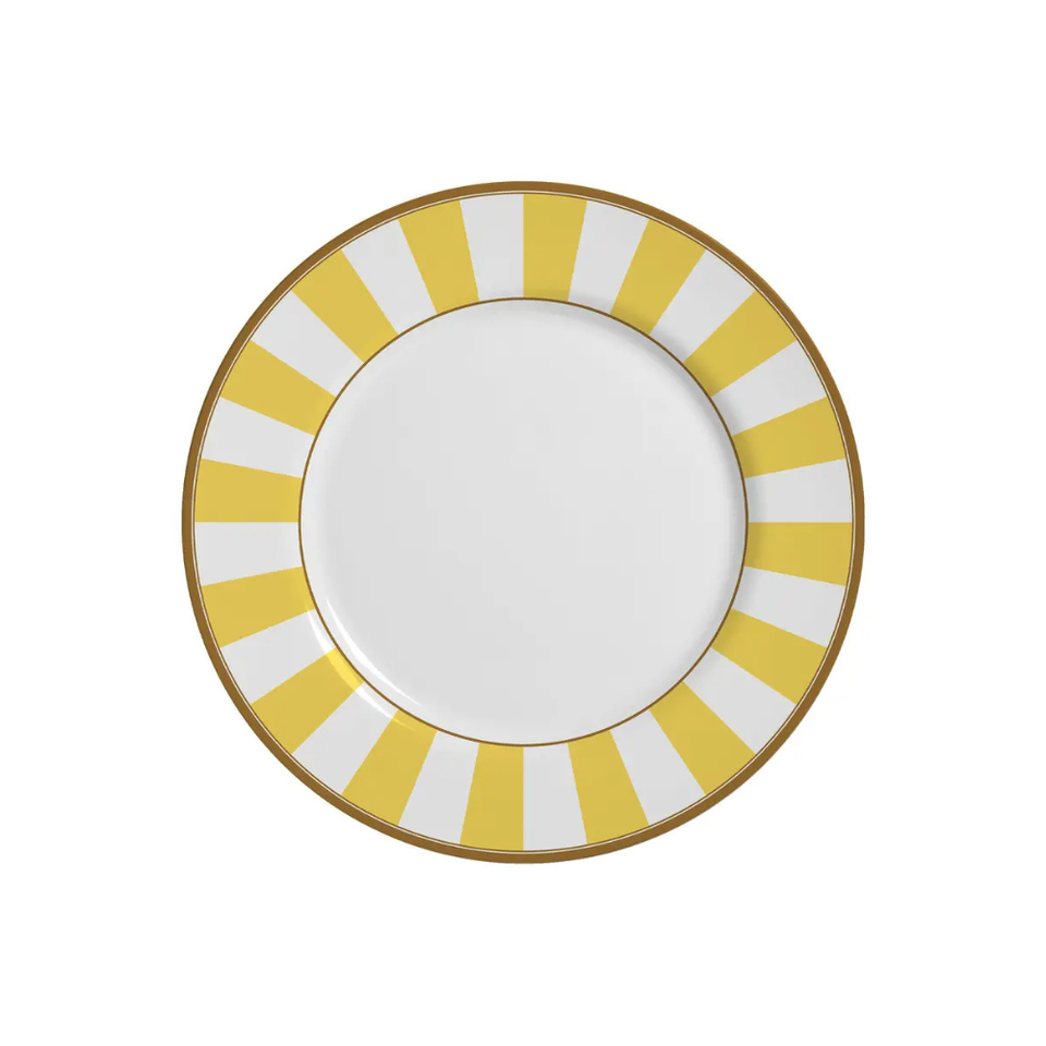PRÉ-VENDA: Jogo 6 Pratos Sobremesa Cerâmica Stripe Amarelo 21cm Alleanza