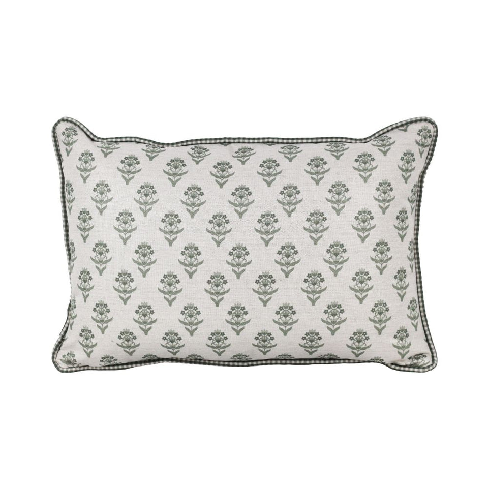 Almofada Linho 35X58 Estampa Dupla Face Verde Com Cordão