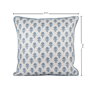 Almofada Linho 52X52 Estampa Botânico Azul Com Cordão