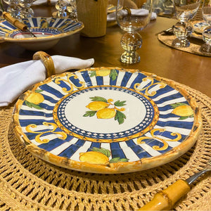 Jogo 4 Pratos Rasos Cerâmica Taormina Limão 27,5cm Maison Blanche