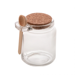Pote de Vidro com Colher Bambu e Tampa de Cortiça 240ml Lyor