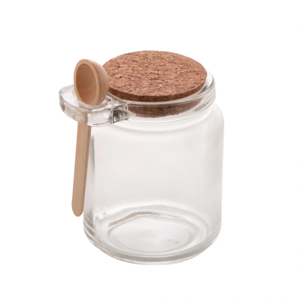 Pote de Vidro com Colher Bambu e Tampa de Cortiça 240ml Lyor