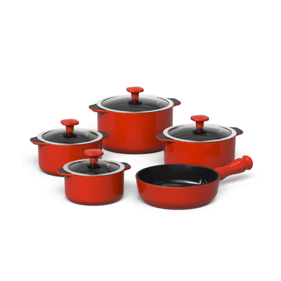 PRÉ-VENDA: Jogo de Panelas Cerâmica Slim 5 Peças Vermelho Coral