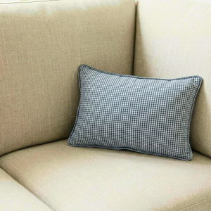 Almofada Linho 35X58 Estampa Dupla Face Azul Com Cordão