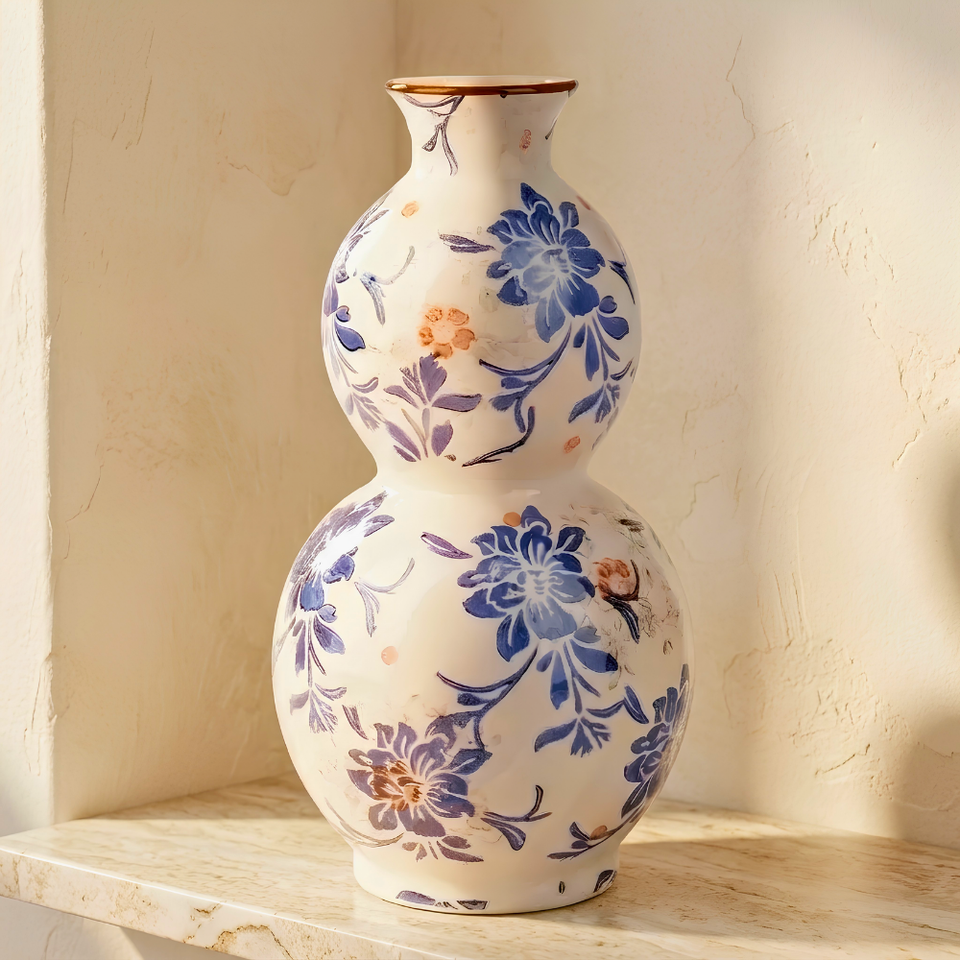 Vaso Vintage Botânico Cerâmica 30cm
