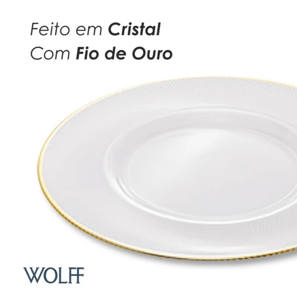 Sousplat Cristal Thin Edge Fio Ouro 33cm Wolff