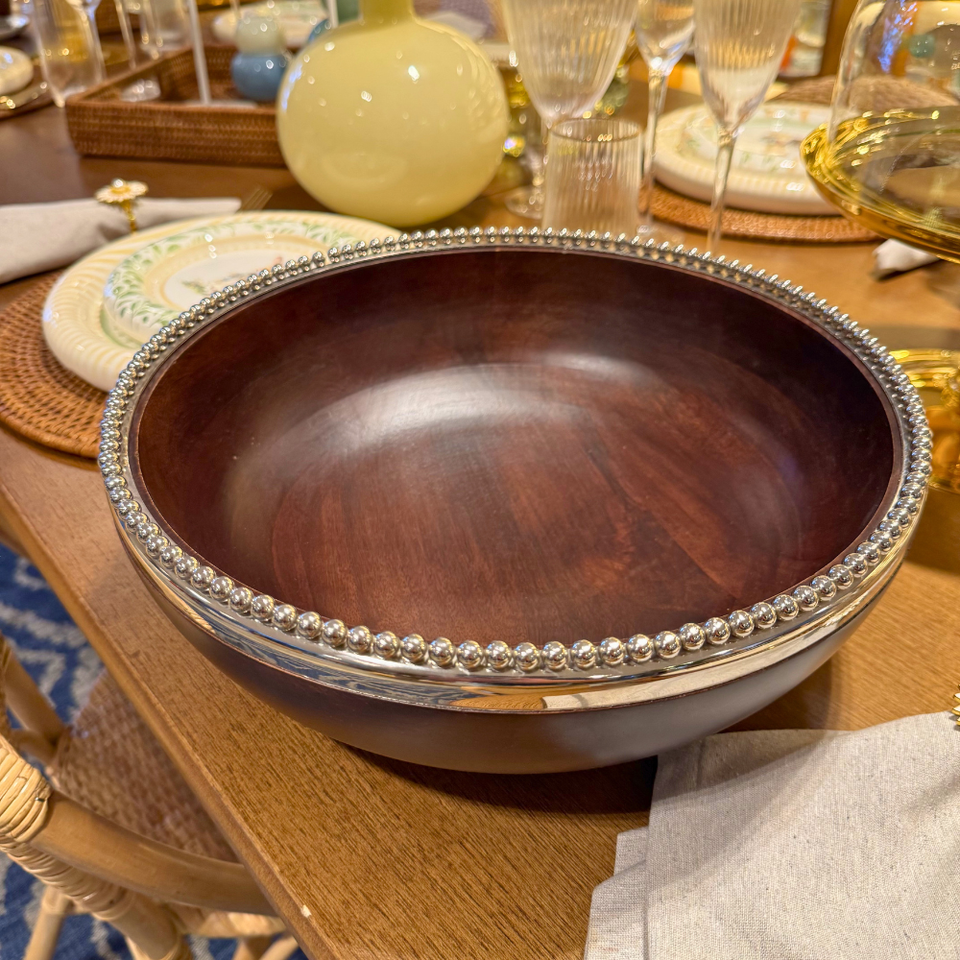 Saladeira de Madeira Bolinhas Object Bahali 33cm