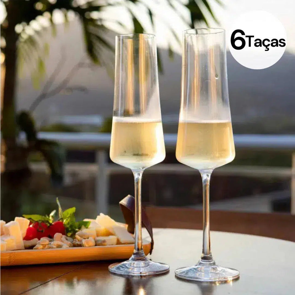 Kit com 6 Taças para Espumante em Cristal Pleasure Sommelier 210ml