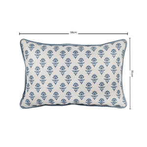 Almofada Linho 35X58 Estampa Dupla Face Azul Com Cordão