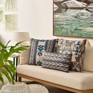 Almofada Linho 35X58 Ikat Verde Tassel