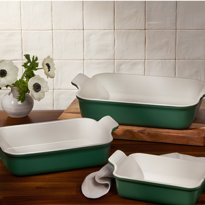 Conjunto 3 Travessas Retangulares Cerâmica Heritage Foret Le Creuset