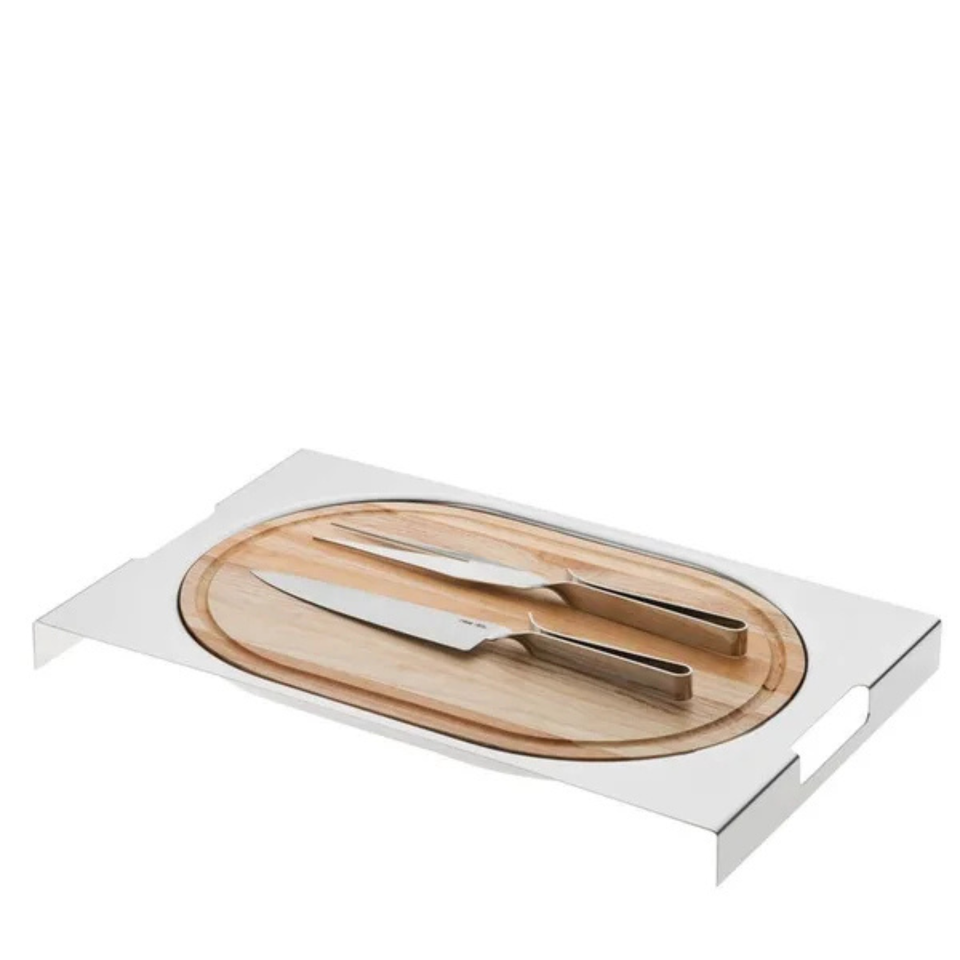 PRÉ-VENDA: Bandeja com Tábua e Par Thinchante Cassino Inox Riva