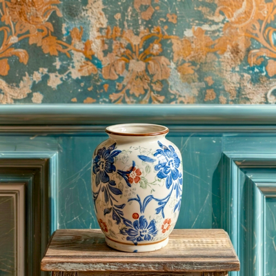 Vaso Vintage Colonial Cerâmica 15cm