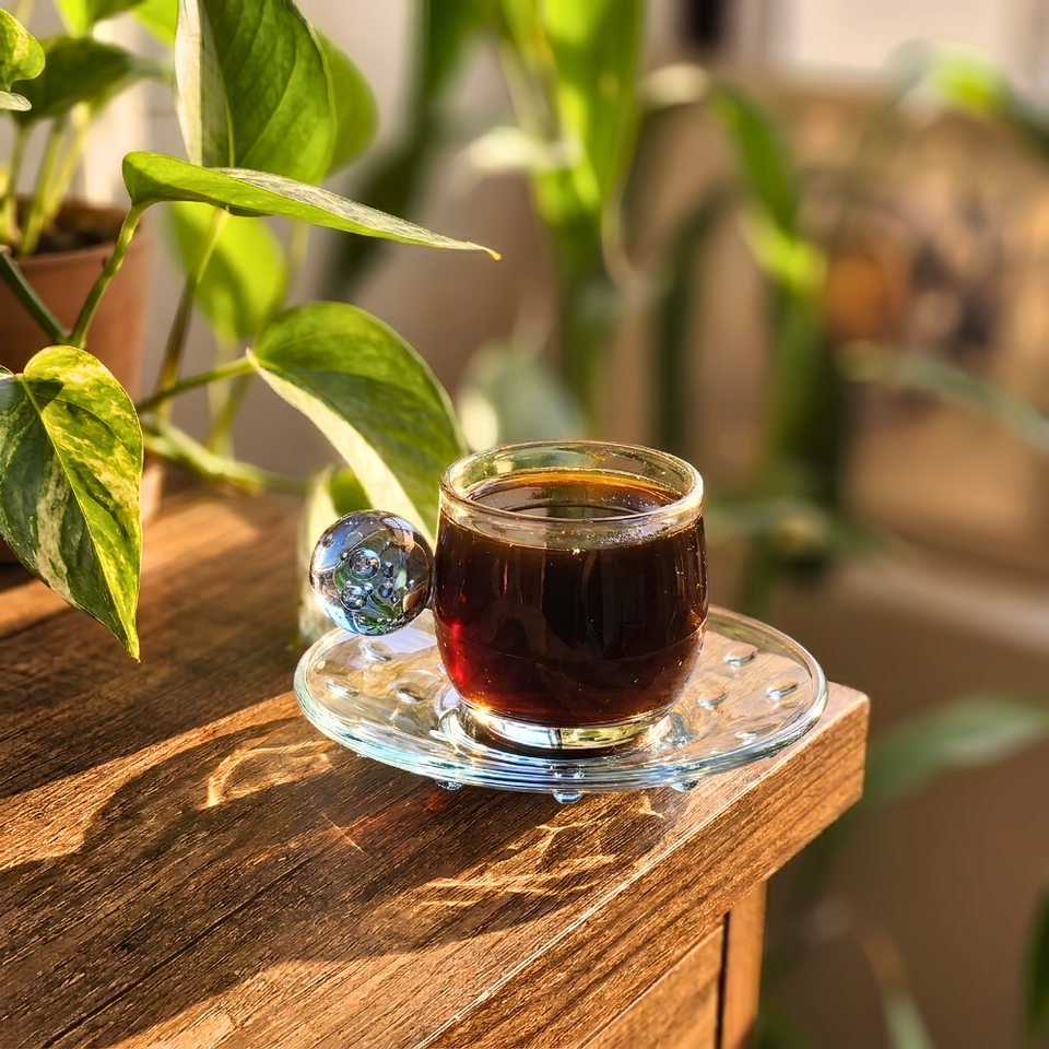PRÉ-VENDA: Jogo de 6 Xícaras de Café Vidro Azul Linha Sintonia 120ml