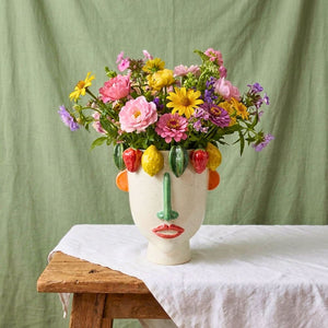 Vaso de Cerâmica Rosto Tropical Frutti d’Arte