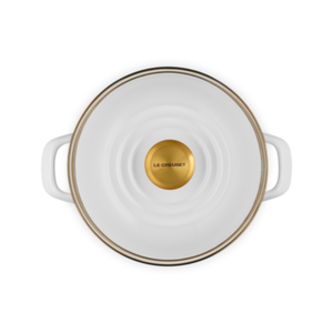 PRÉ-VENDA: Stockpot Aço Esmaltado Branco Pegador Dourado 5,7L 20cm Le Creuset