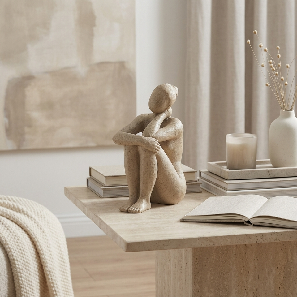 Escultura Mulher em Poliresina Areia Sutileza Mart 22x9x14cm