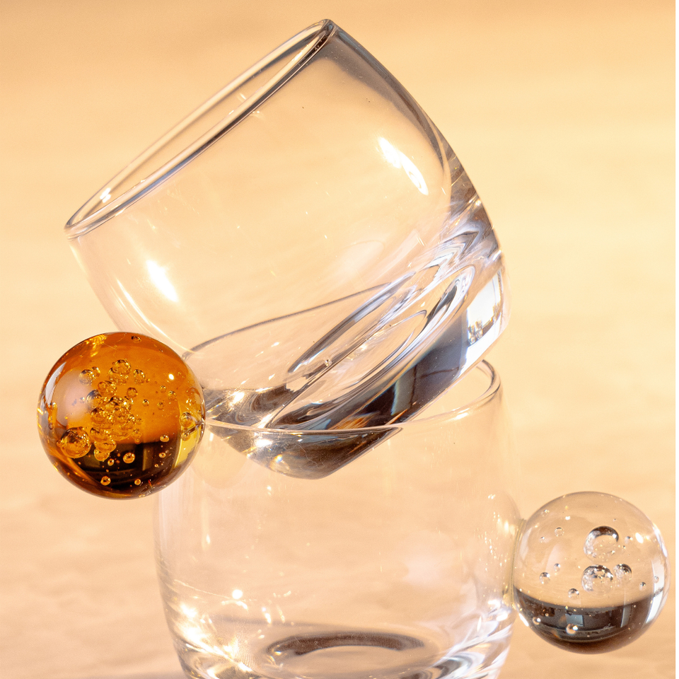 Jogo de 6 Xícaras de Café Esfera Vidro Âmbar Linha Sintonia 90ml