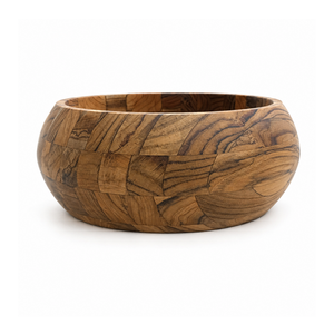 Bowl Madeira Teca com Tampa de Vidro Laguiole Médio La Maison